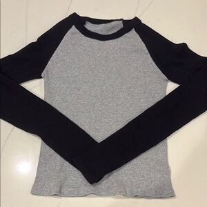 PACSUN Brandy Melville John Galt Black and Gray Women's Raglan Top